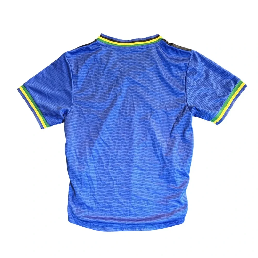 Adidas Tanzania Soccer Jersey Mens Medium Blue Short Sleeve Aeroready Shirt